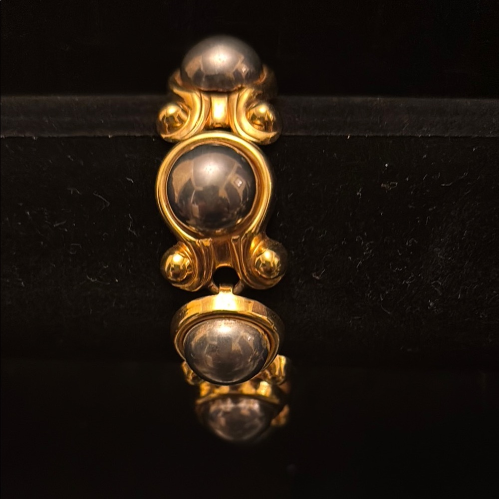 Elegant Gold and Silver/gray Women's Bracelet with matching earrings